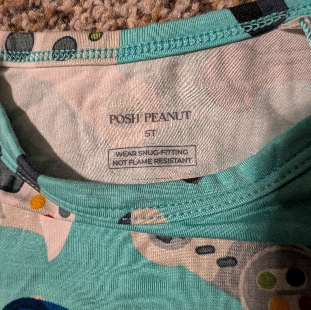 Posh Peanut Aqua and Gray Kids' Pajama Set
